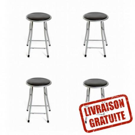 Tabourets pliants noir - Lot de 4