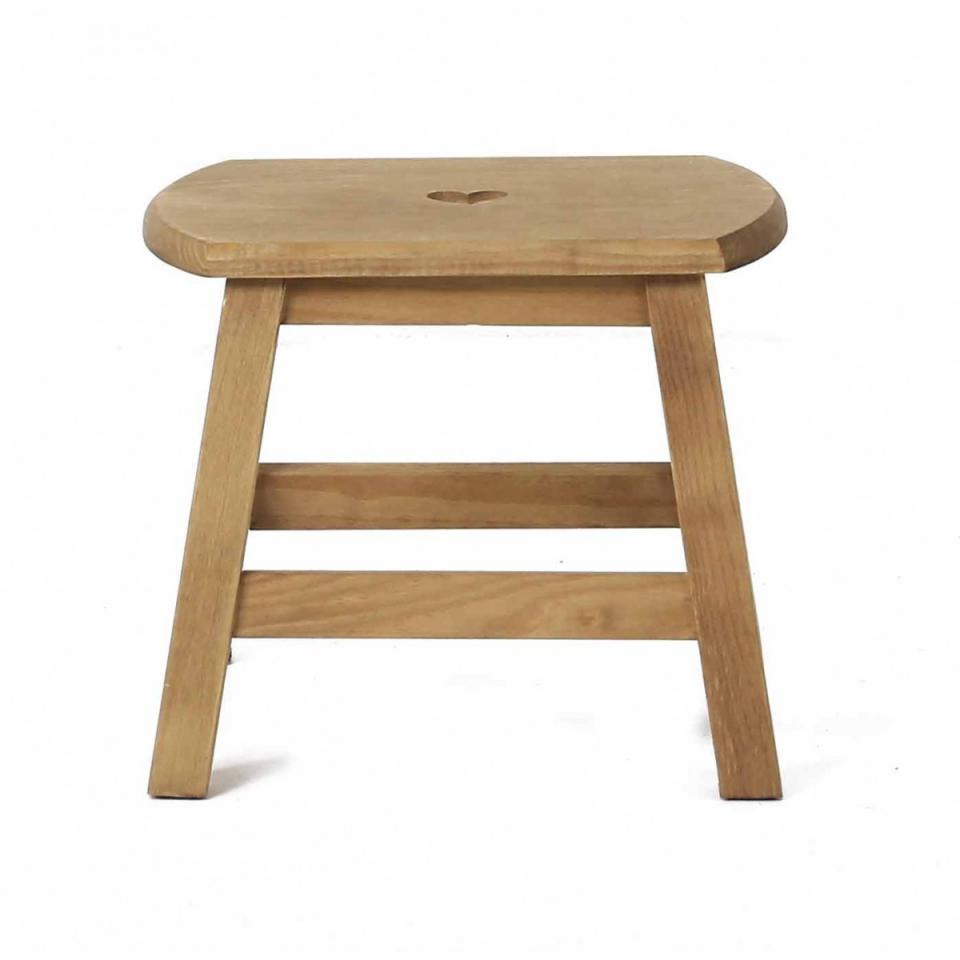 Tabouret repose-pieds carré pin massif ciré -