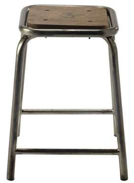 Tabouret en métal noir et manguier BRADFORD