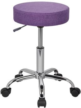Tabouret à roulettes / de travail tissu violet M-