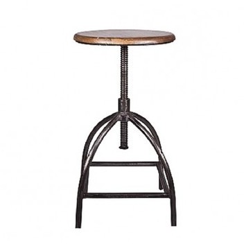 Tabouret Style Industriel Métal Noir et Bois de Ma