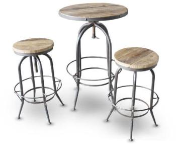 Tabouret de bar style industriel bois métal, assis