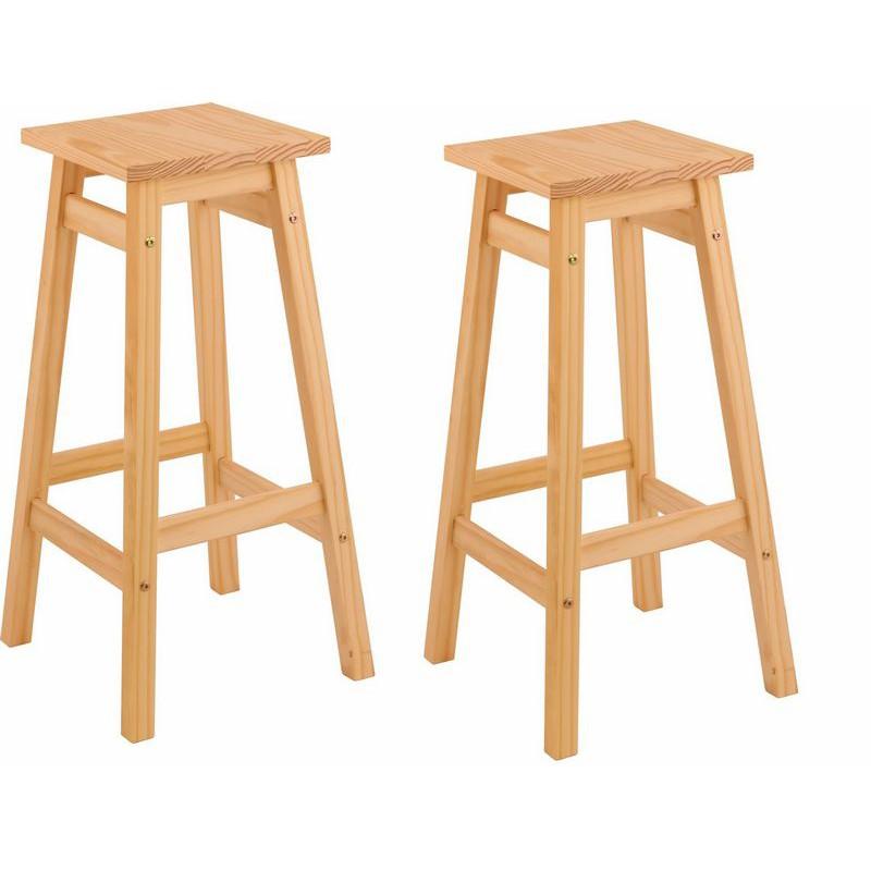 Lot de 2 Tabourets Pin Massif