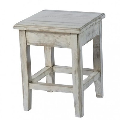 Tabouret Solea En Pin Massif Cérusé Blanc - Casita
