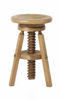 Tabouret à vis pin massif ciré -