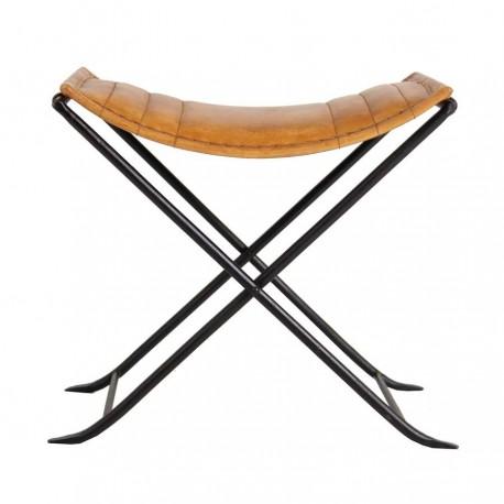 Tabouret pliant en métal et assise marron Vical Ho