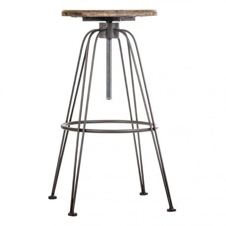 Tabouret réglable industriel en métal et bois Vica
