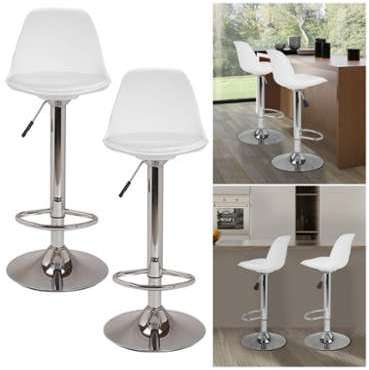 Lot de 2 tabourets de bar design blanc - IDMARKET