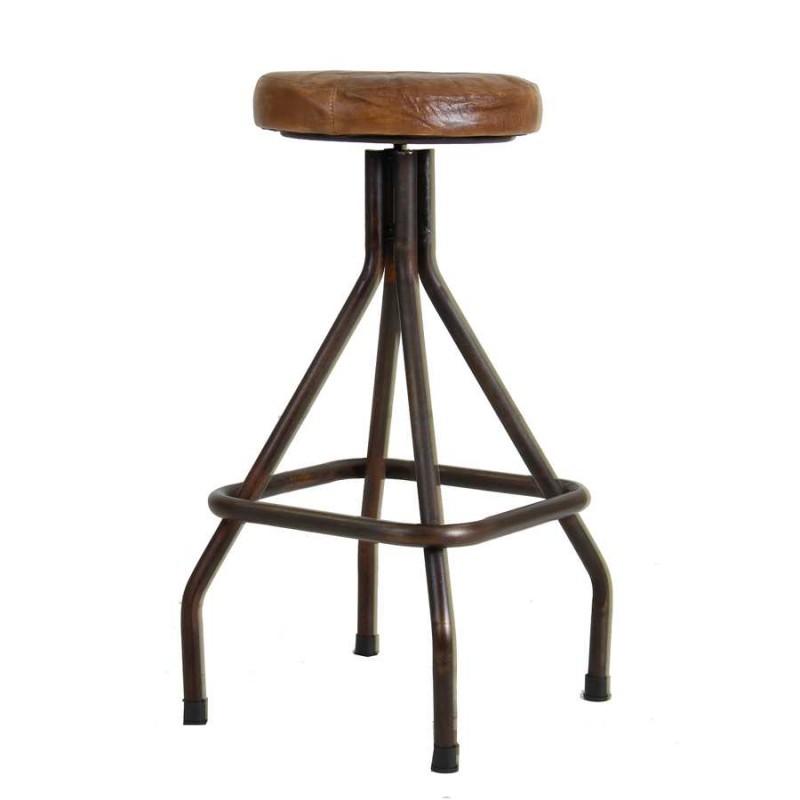 Tabouret en métal avec assise marron Vical Home