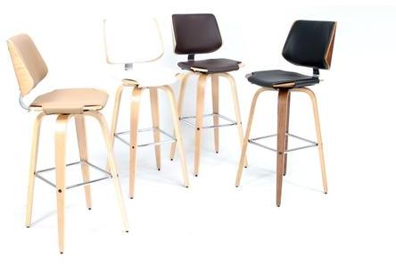 Tabouret de bar design avec pieds bois, assise 77c