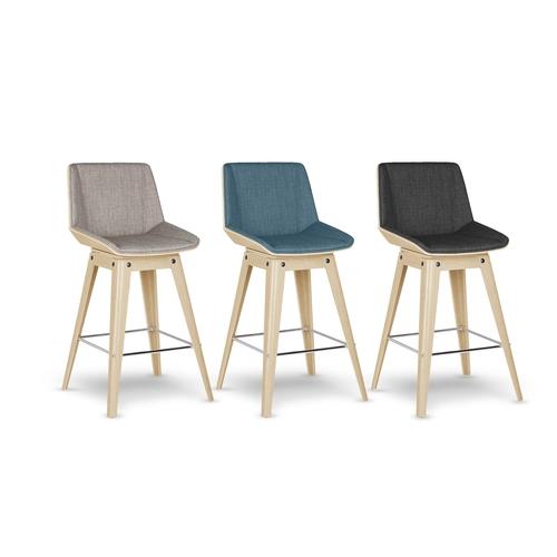 Tabouret de cuisine design pieds bois, assise 65 c