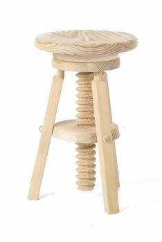 Tabouret à vis pin massif brut -