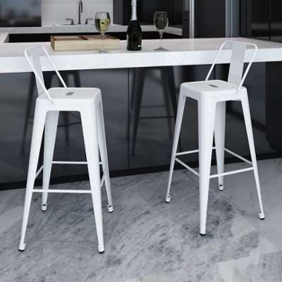 VidaXL Lot de 2 Tabourets Bar hauts avec dossier B