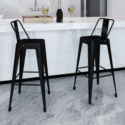 VidaXL Lot de 2 Tabourets Bar hauts avec dossier N