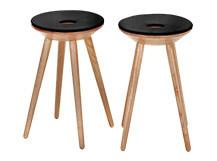 2 x Kitson tabourets, bois naturel et noir