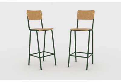 Tabouret de bar haut Ecole - Hauteur totale 112 cm