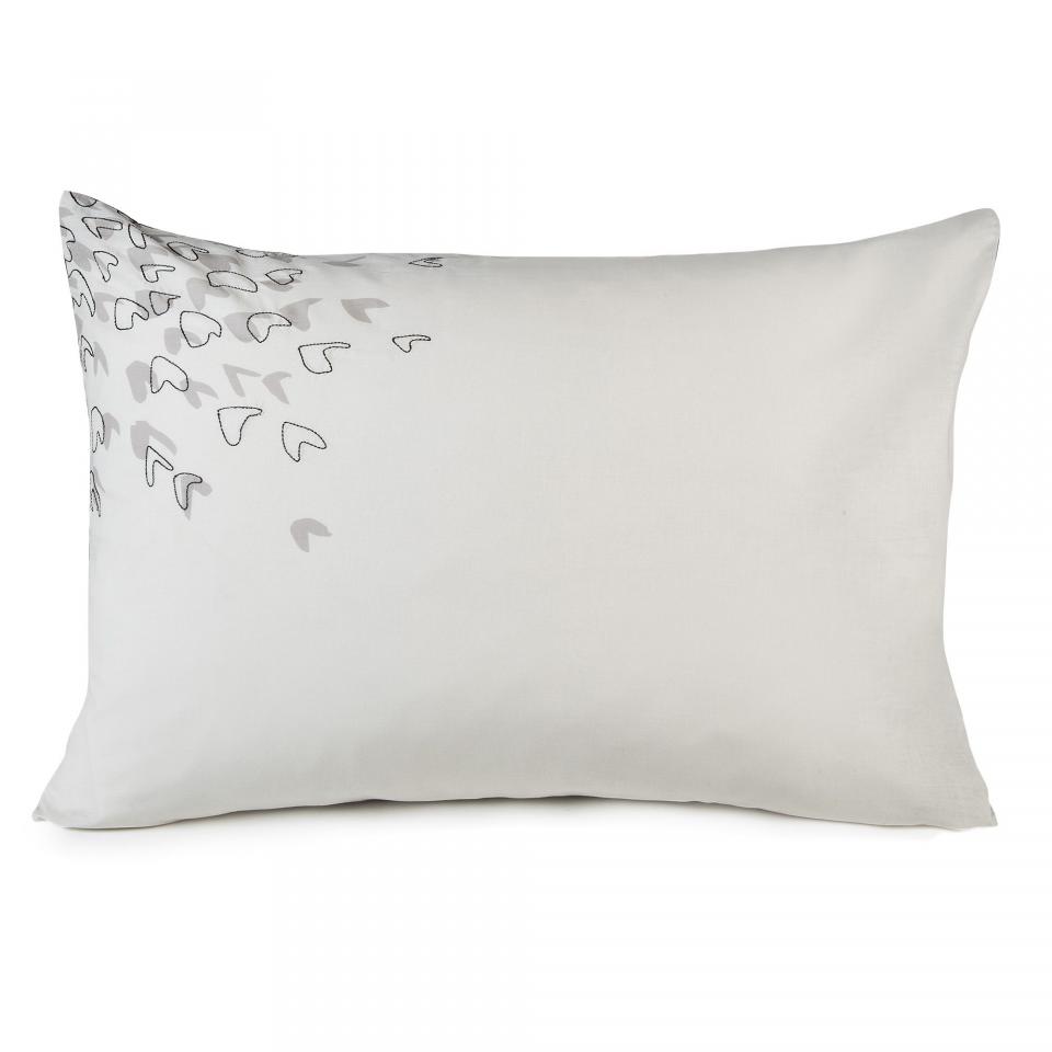 Taie doreiller à broderies 50x70cm Beige, Gris