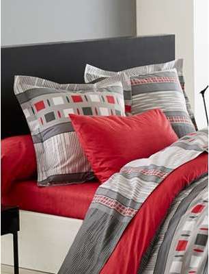 ORIGIN Taie doreiller Corentin gris/rouge