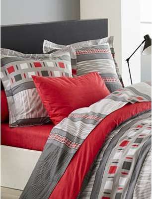 ORIGIN Taie doreiller Corentin gris/rouge