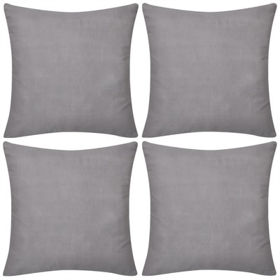 VidaXL 4 housses de coussin en coton 40 x cm Gris