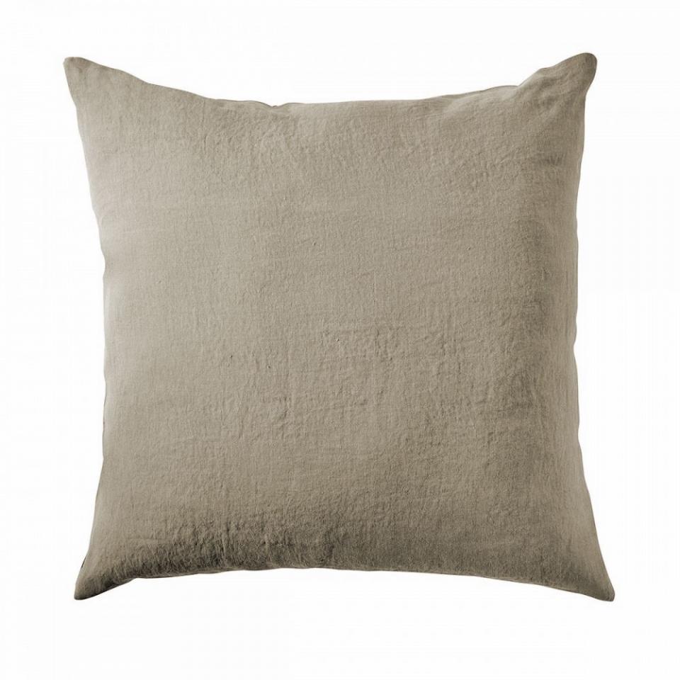 Taie doreiller 100% lin lavé taupe (65X65cm)