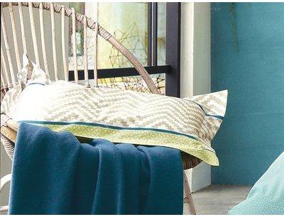 Taie doreiller 100% coton lignes rosaces chevrons