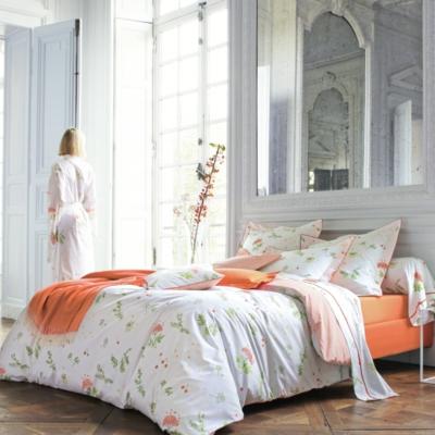 Taie doreiller percale Bucolique Orange BLANC DES