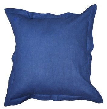 Taie doreiller brodée en lin bleu