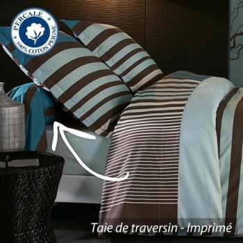 Taie de traversin 140x43 cm Percale pur coton STRI