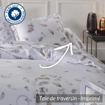 Taie de traversin 240x43 cm Percale pur coton PLUM