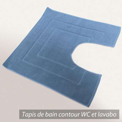 Tapis de bain contour WC et lavabo 60x60 cm FLAIR Bleu Tapis de bain contour WC et