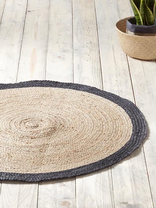 TAPIS ROND JUTE naturel/noir