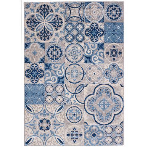 Tapis 120x170cm effet carreaux de ciment Bleu