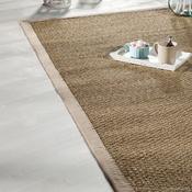 Tapis jonc de mer avec ganse en coton MONTAUK Beig