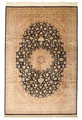 Tapis Ghom soie signé: Ghom Lajvardi 198x298 Tapis