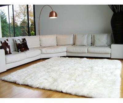 Tapis en peau de mouton blanc
