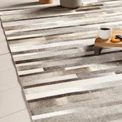 Tapis 100% cuir lamelles effet patchwork KIMIA Bru
