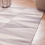 Tapis laine tissé main losanges gris et beige Lina