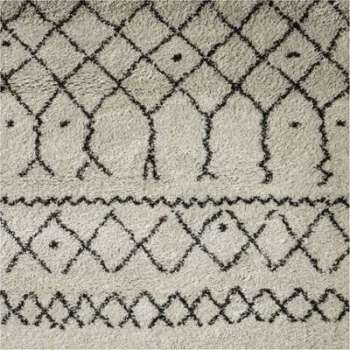 Tapis berbère écru motifs noirs - 160x230cm Tapis berbère écru motifs