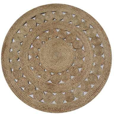Tapis rond ajouré en jute D120cm {CouleurRetravail