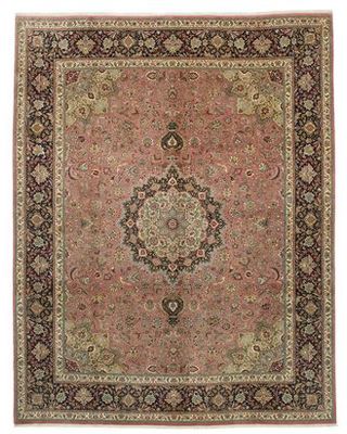 Tapis Tabriz 50 Raj avec de la soie signé: Borhani