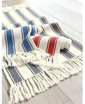 Tapis rayé pur coton