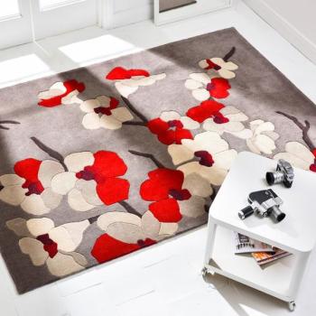 Tapis de salon Fleurs Cerisier Rouge par Flair Rug
