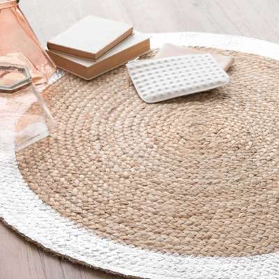 Tapis rond en jute naturel/argentée D 90 cm VERTIG