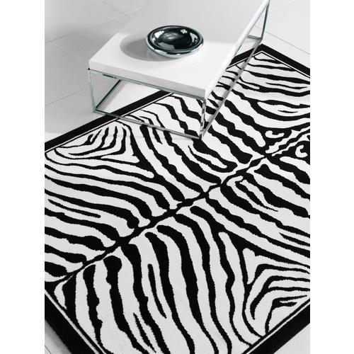 Tapis poil ras Leo Noir & Blanc 80x150 cm - Tapis