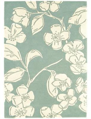 Tapis en laine Metrix Printemps Bleu 80x150 cm