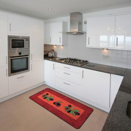 Tapis de cuisine avec motifs olives 50x150 cm