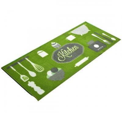 Tapis de Cuisine Antidérapant Kitchen Vert - L.120