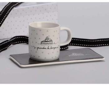 Coffret 4 tasses café gourmand blanc et noir en gr