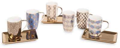 Coffret 6 tasses et soucoupes en porcelaine ART DÉ